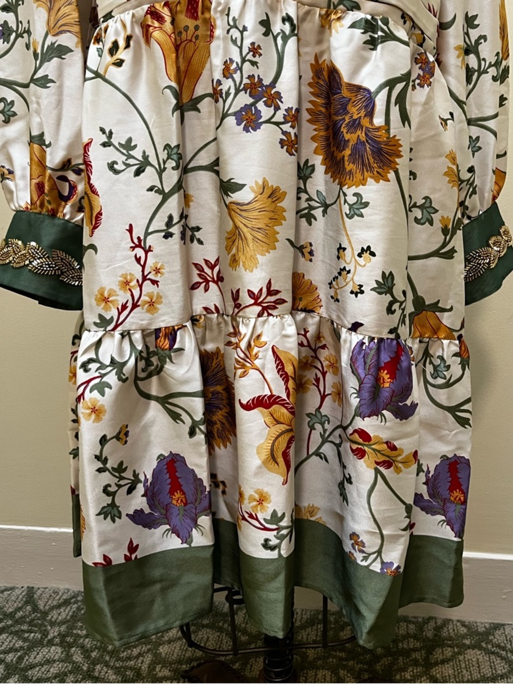 Anne Klein Floral Soft-V Tiered Fit & Flare Dress - Picture 9 of 10
